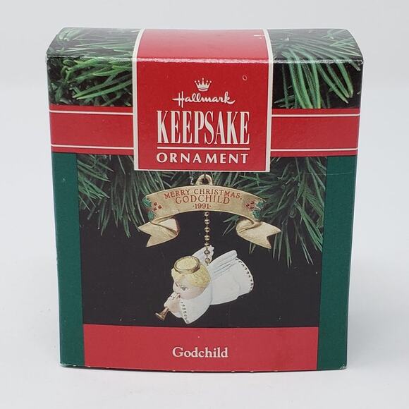 1991 Hallmark Godchild Keepsake Handcrafted Holiday Christmas Ornament - Picture 1 of 8